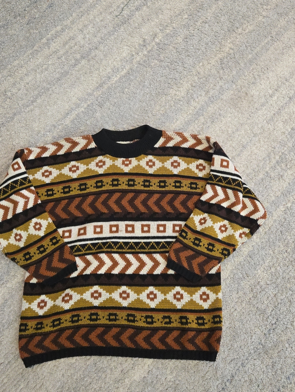 Vintage 1992 Croquet Club Geometric Aztec Sweater Mens Large Made in USA 90s